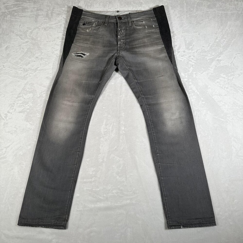 G Star Jeans Men Size W34 L32 Gray Slimming 100% Cotton Raw Demin 3301 Italy EUC